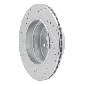 BMW 535XI Brake Rotor (1) - Rear Right - R1 Concepts - Drilled & Slotted - Silver - `06-`10